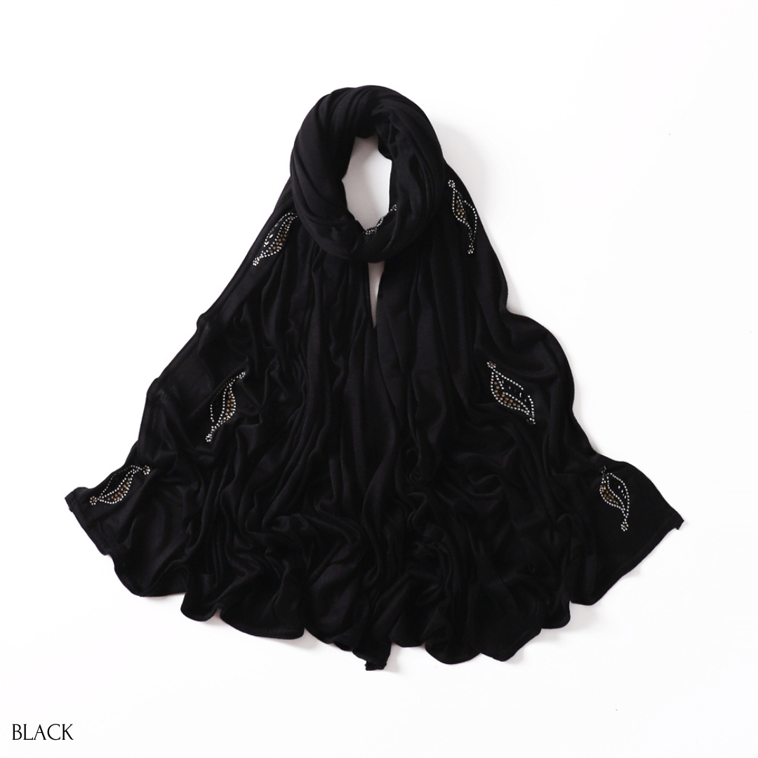 Rhinestone Leaf Jersey Hijabs