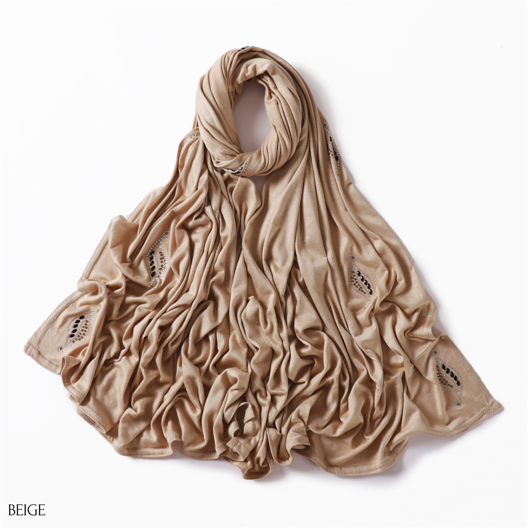 Rhinestone Leaf Jersey Hijabs