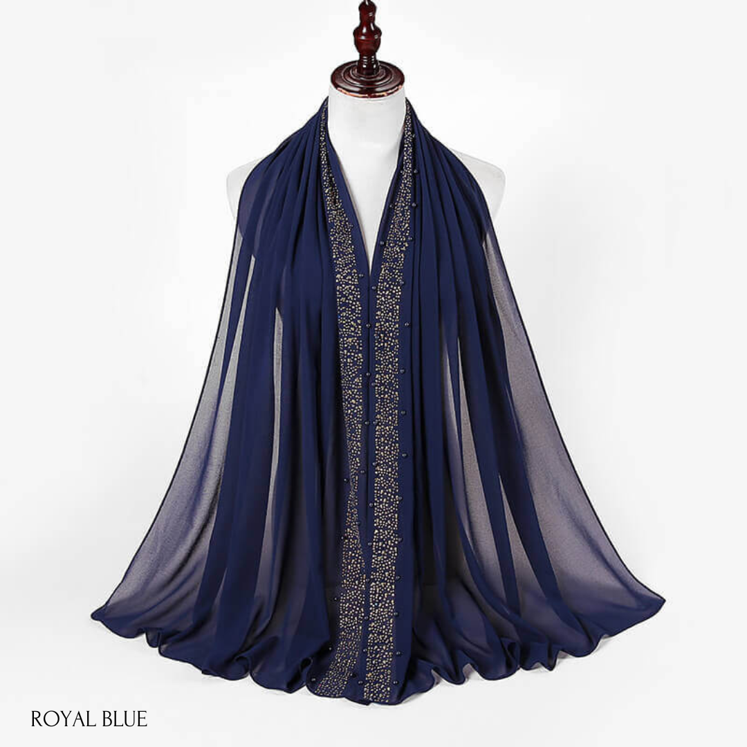 Beaded Rhinestone Chiffon HIjab