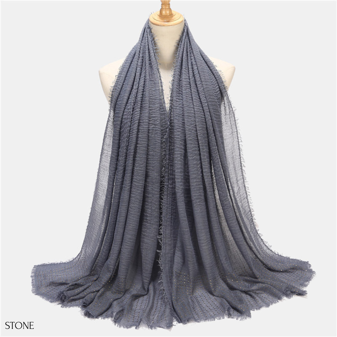 Border Rhinestone Cotton Hijab