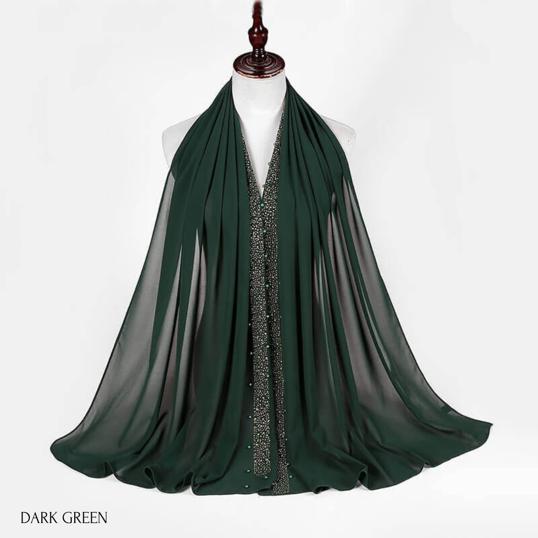 Beaded Rhinestone Chiffon HIjab