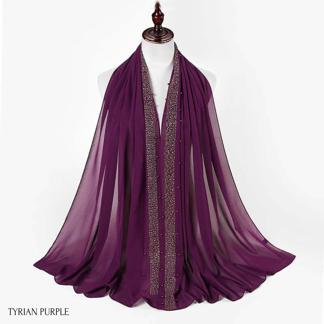 Beaded Rhinestone Chiffon HIjab