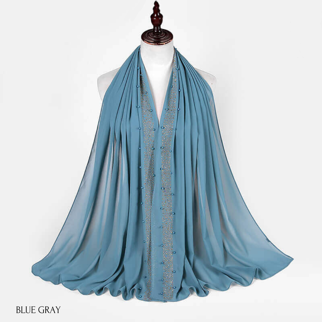 Beaded Rhinestone Chiffon HIjab