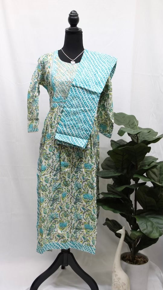 Blue Lotus Kurti