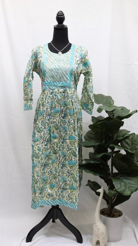 Blue Lotus Kurti