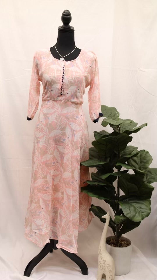 Blush Pink Ash Leaf Kurti