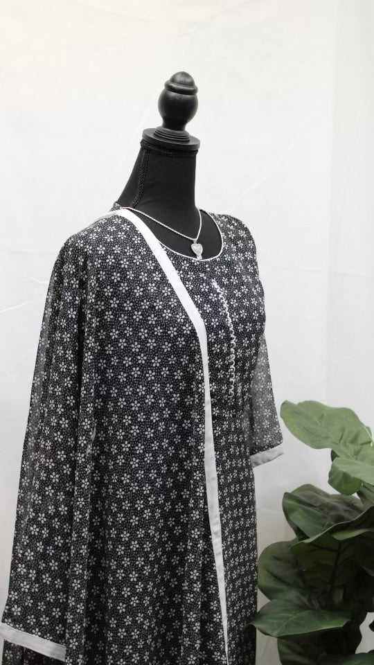 Charcoal Black Ditsy Kurti