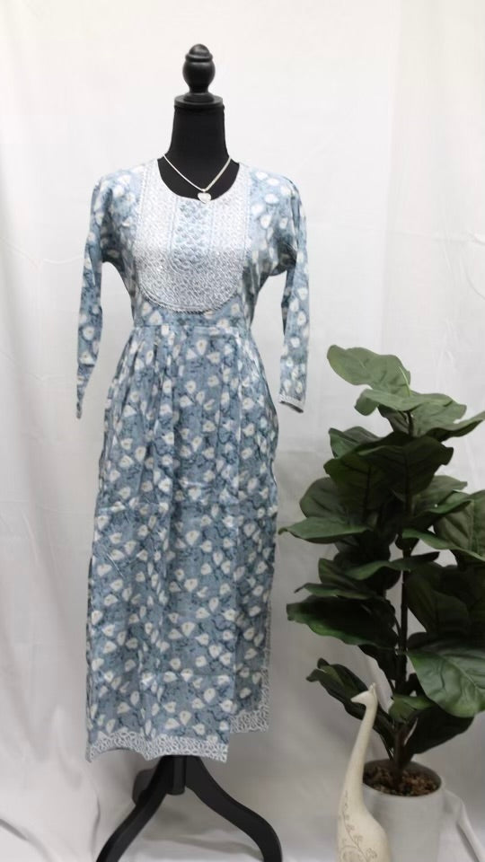 Columbia Blue Spotted Kurti