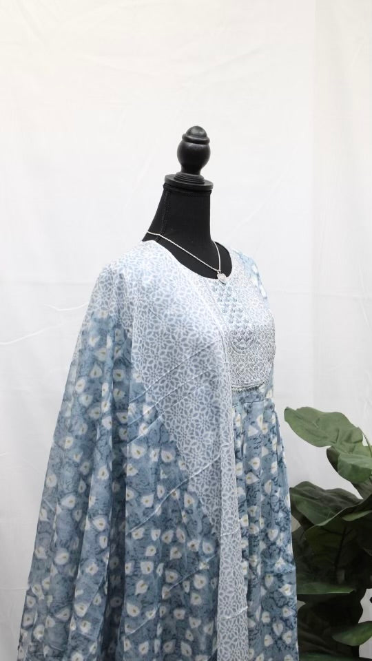 Columbia Blue Spotted Kurti