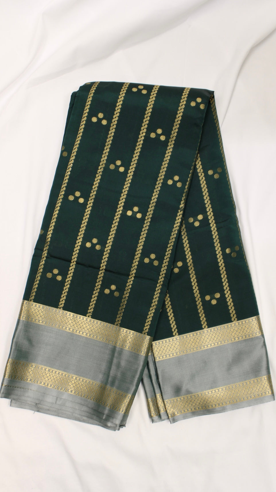 Dark Green Polka Dot Saree