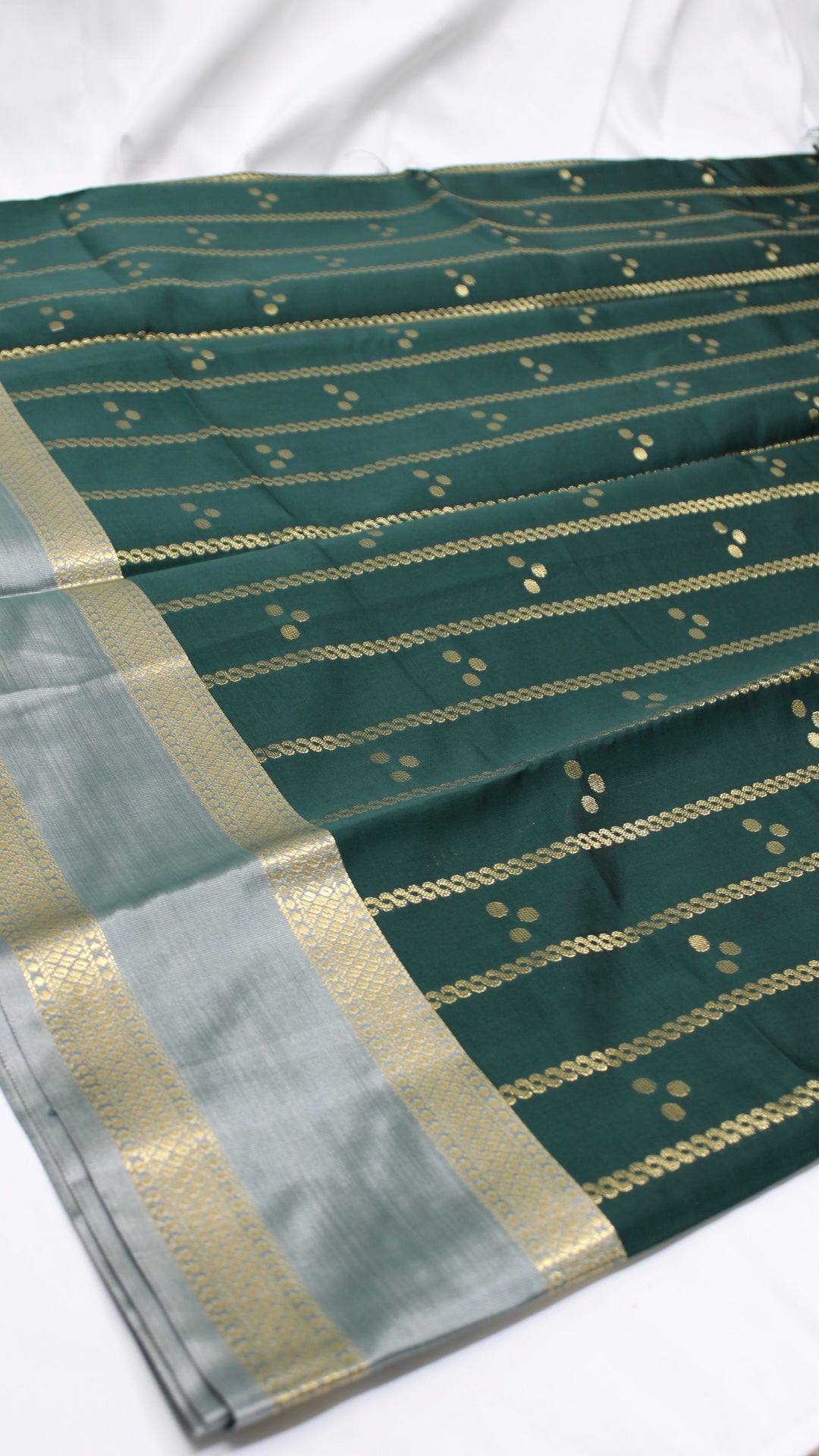 Dark Green Polka Dot Saree