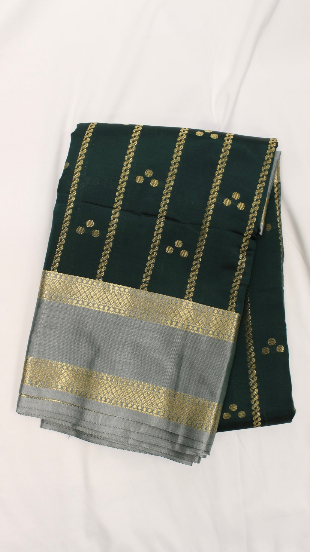 Dark Green Polka Dot Saree