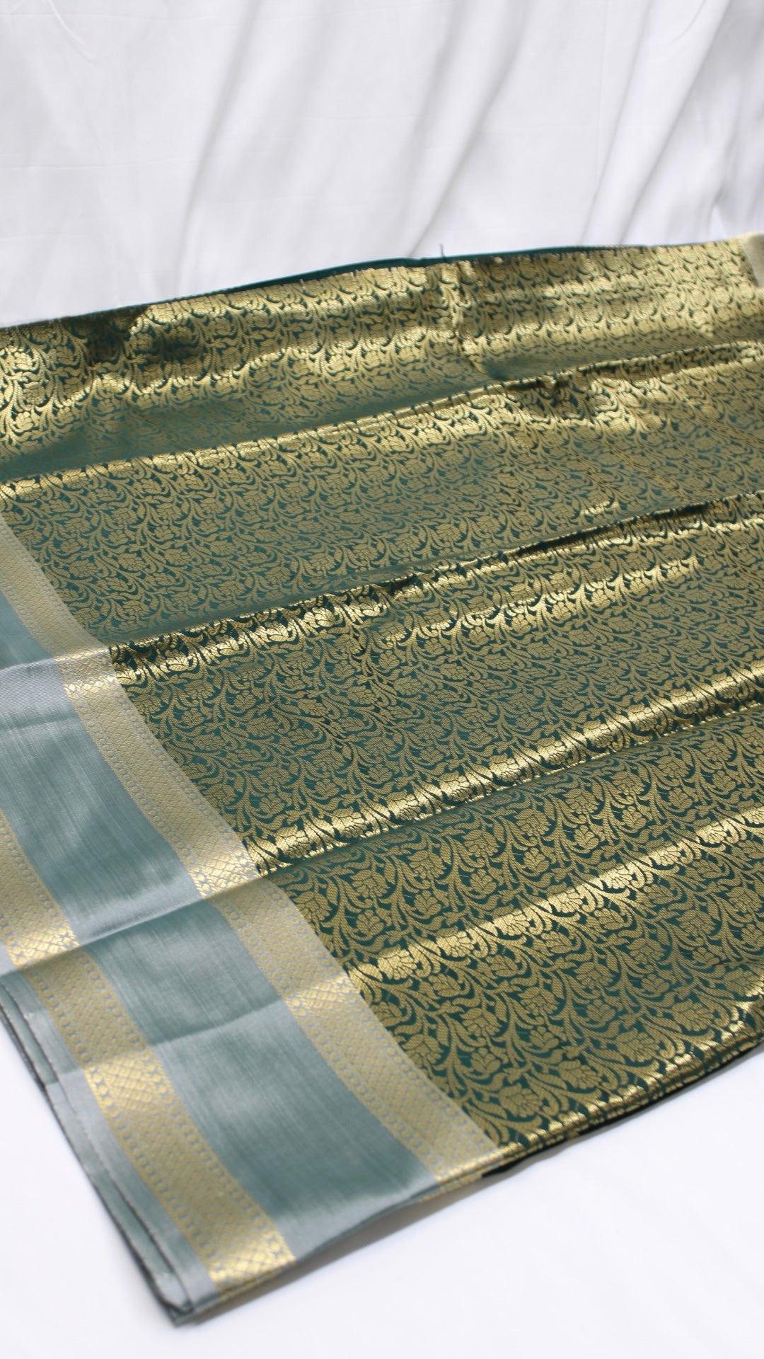 Dark Green Polka Dot Saree