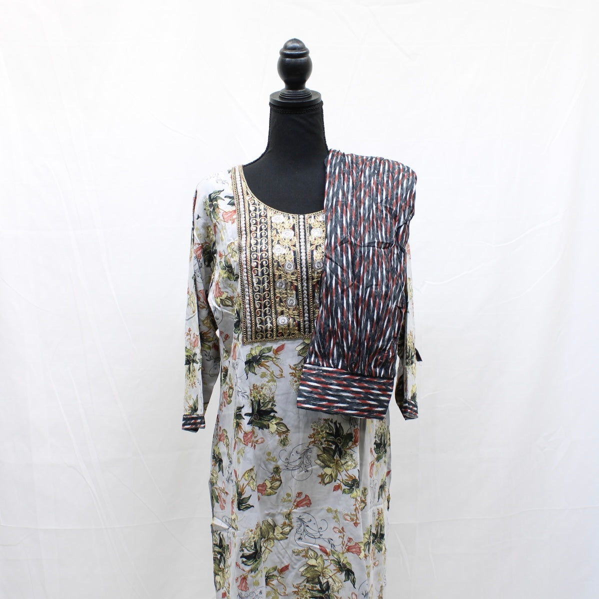 Gray Floral Kurti