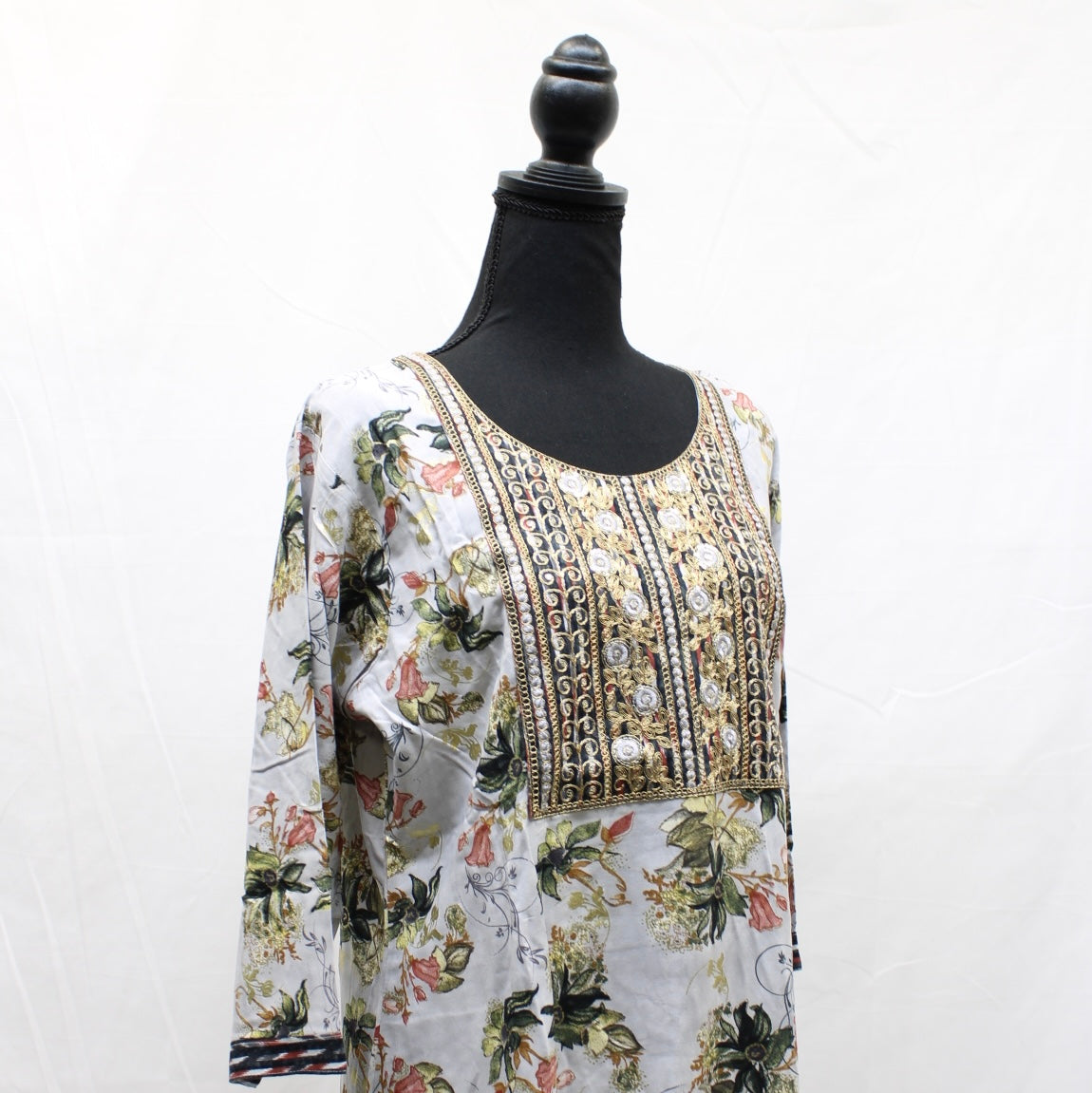 Gray Floral Kurti