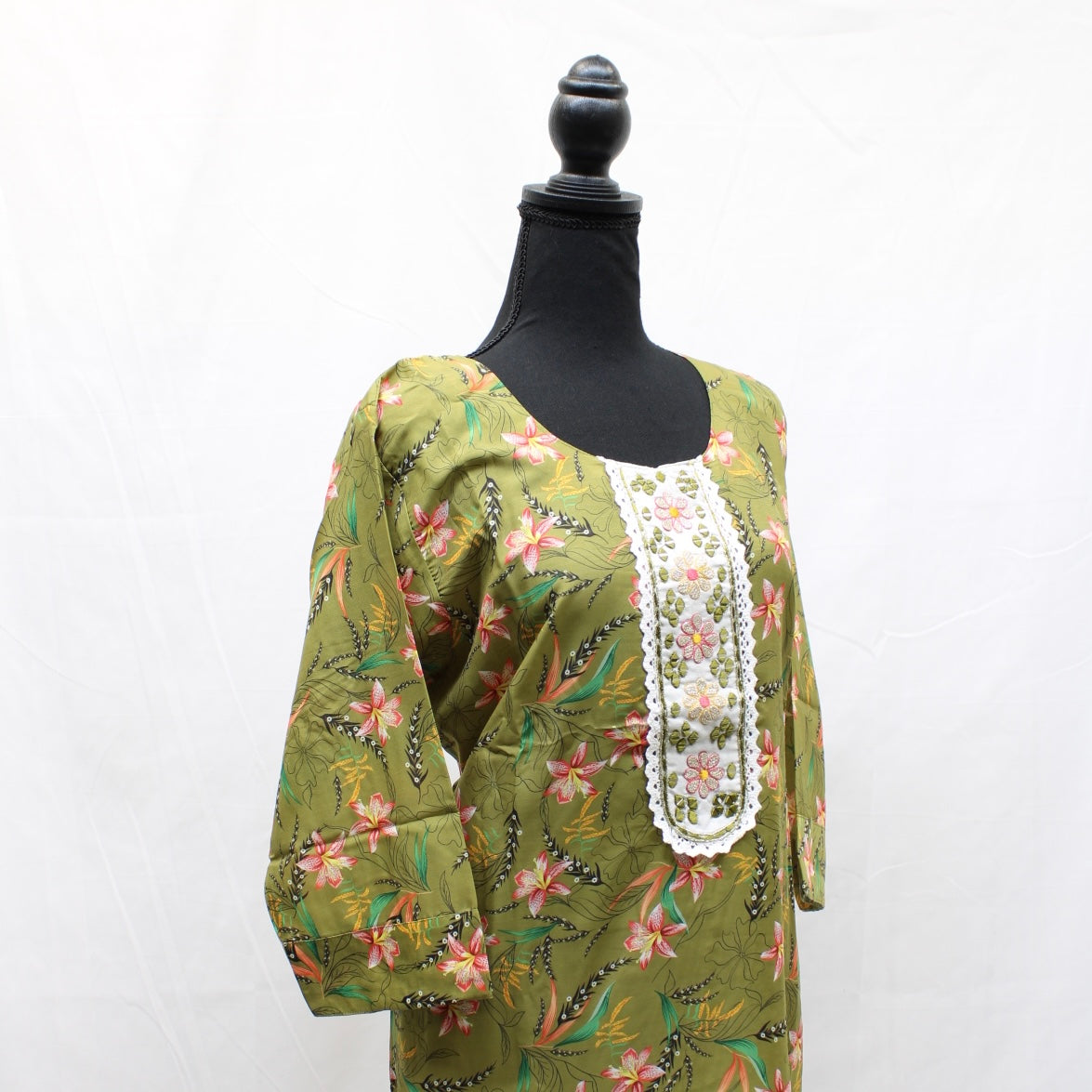 Green Tropical Styled Kurti