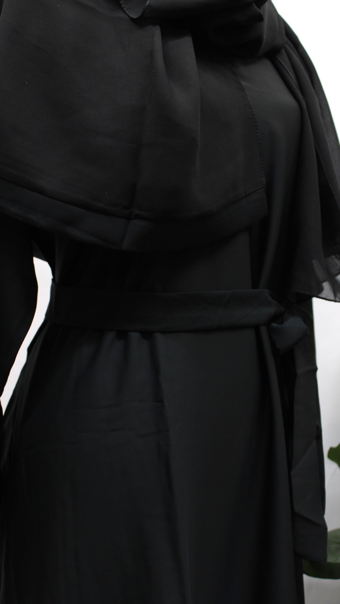 Jet Black Plain Abaya With Pockets