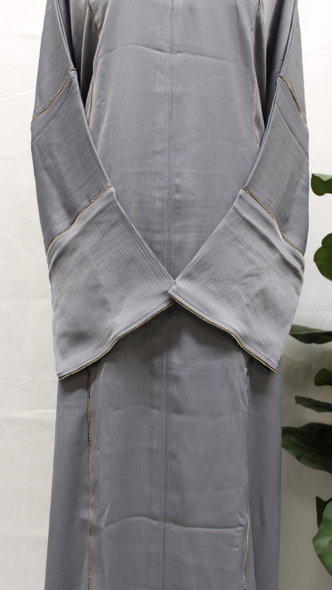 Light Grey Stone Striped Abaya