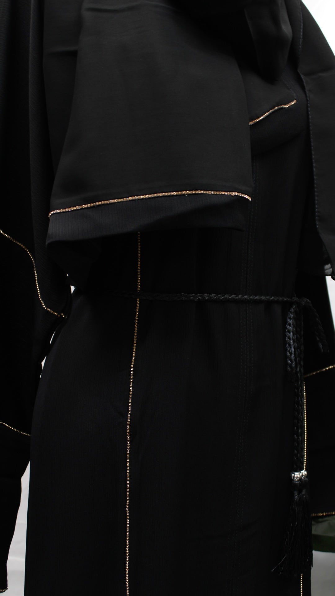 Midnight Black Stone Striped Abaya