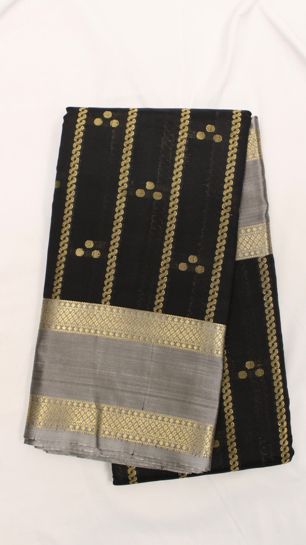 Obsidian Black Polka Dot Saree