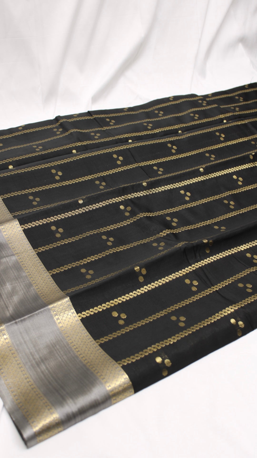 Obsidian Black Polka Dot Saree