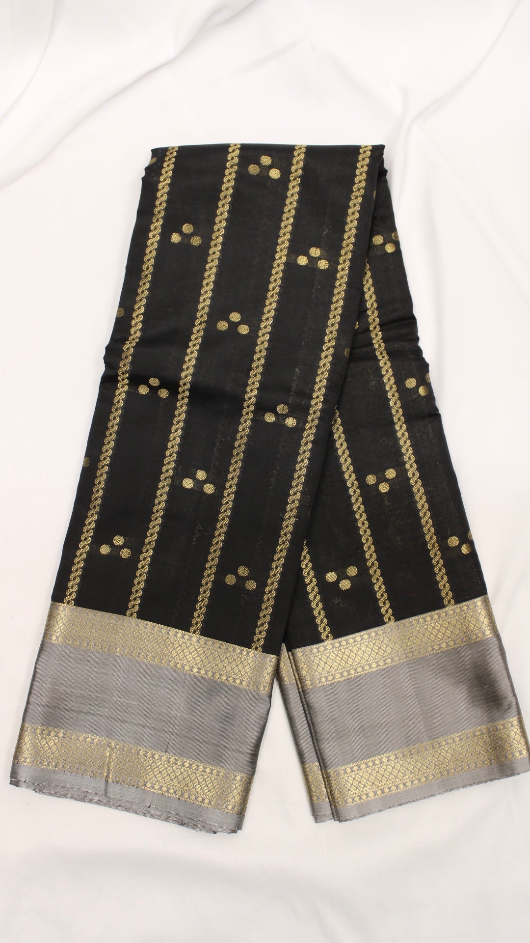 Obsidian Black Polka Dot Saree