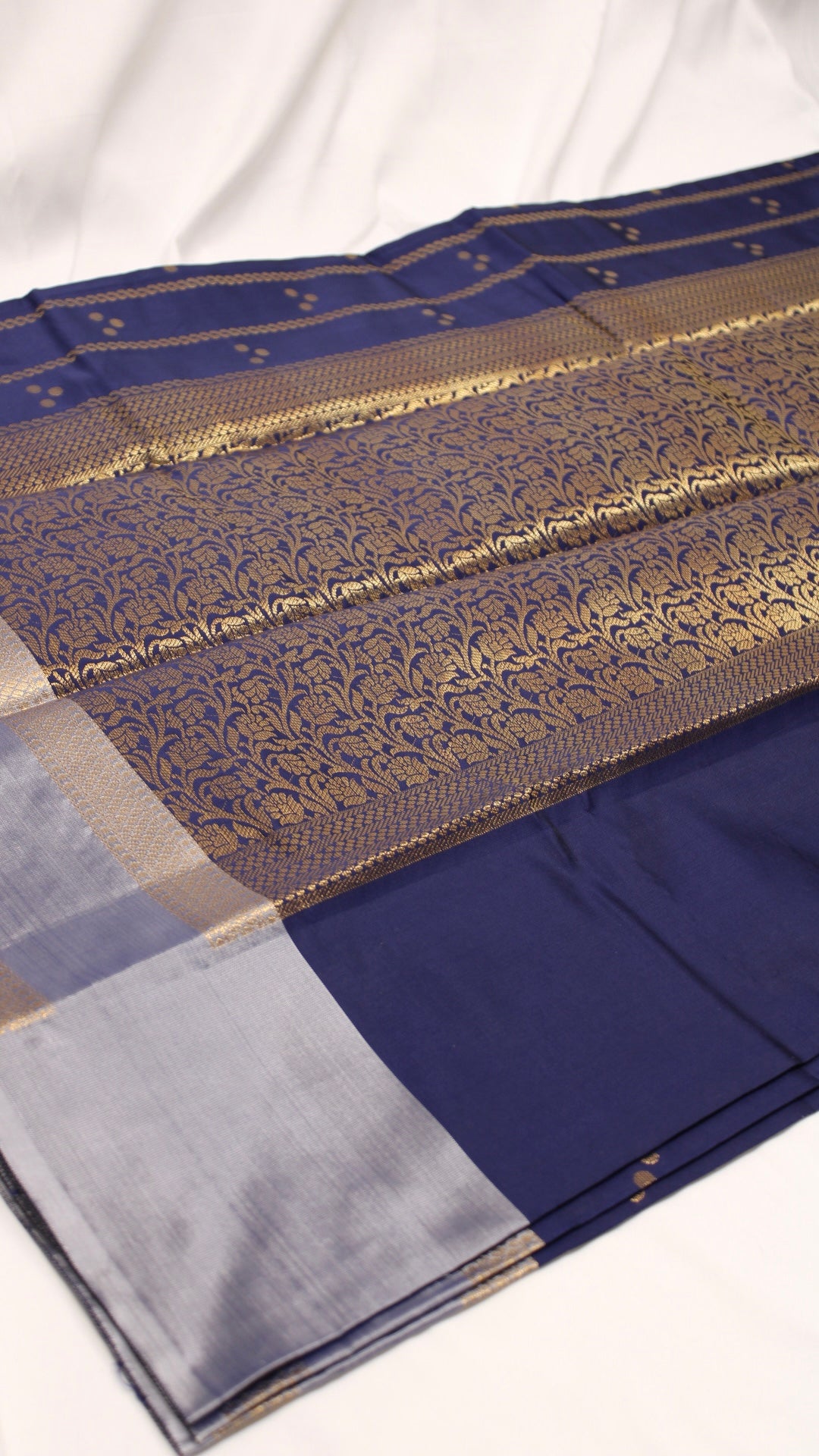Prussian Blue Polka Dot Saree