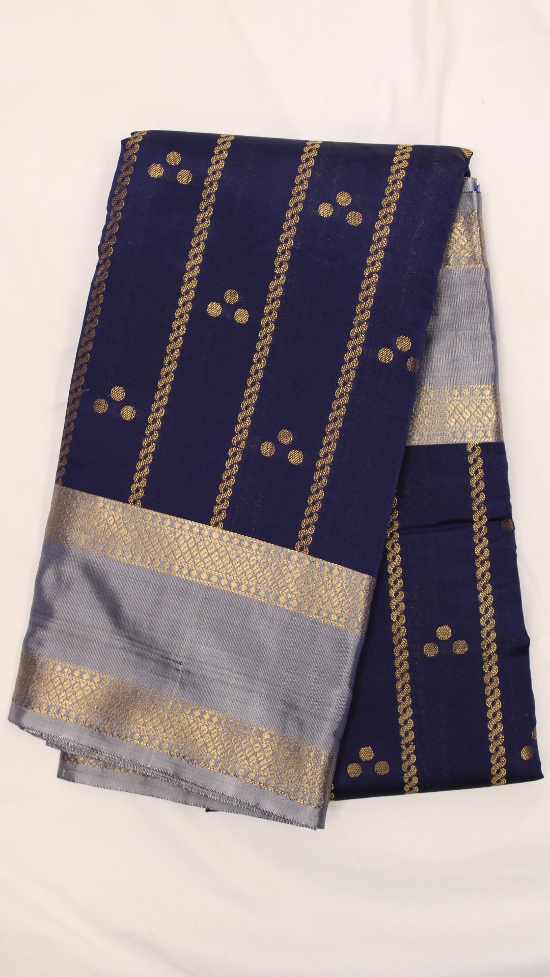 Prussian Blue Polka Dot Saree