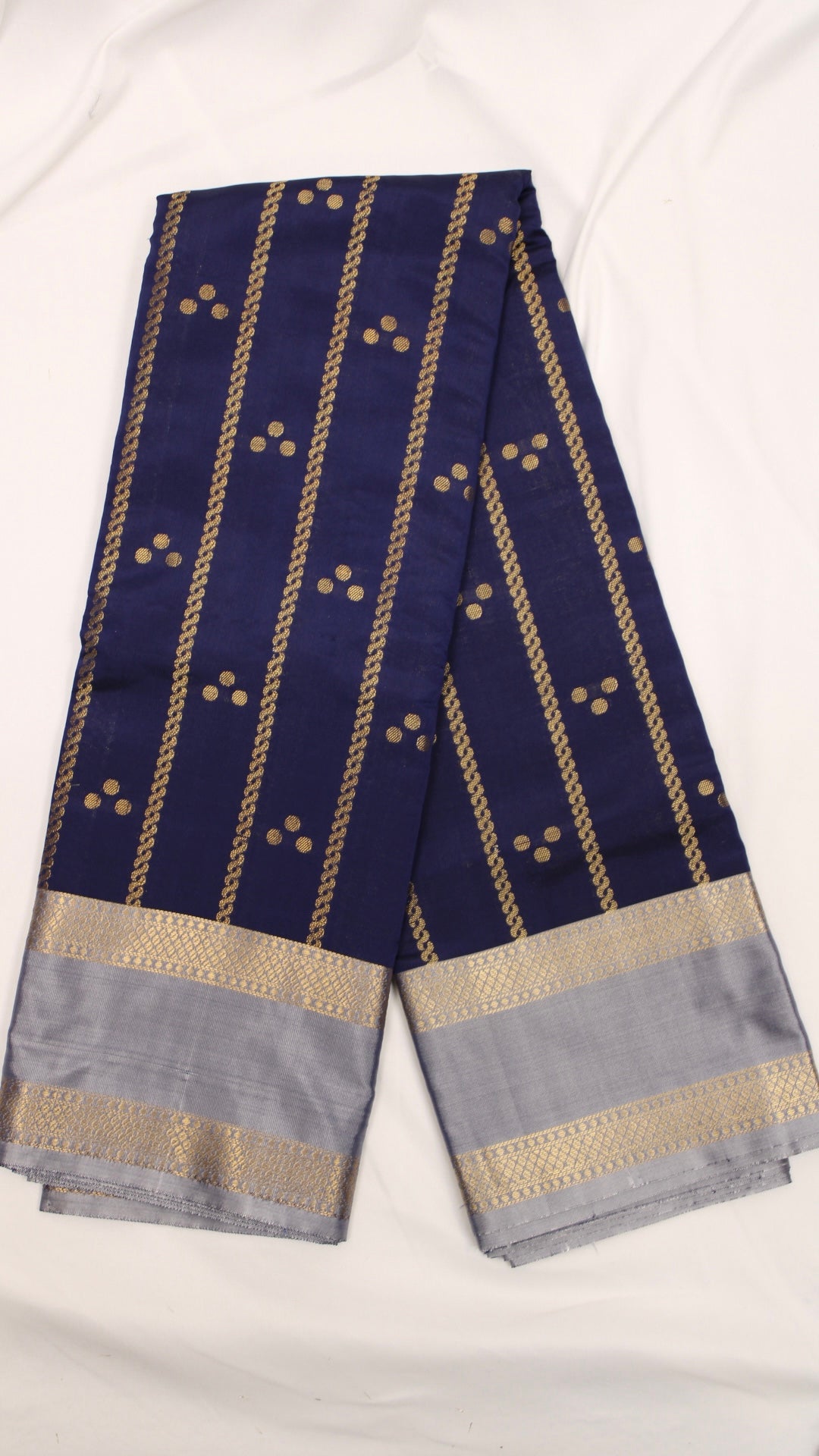 Prussian Blue Polka Dot Saree