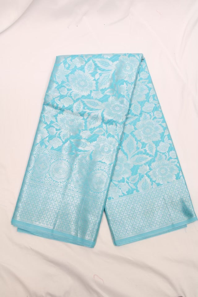 Sky Blue Floral Zari