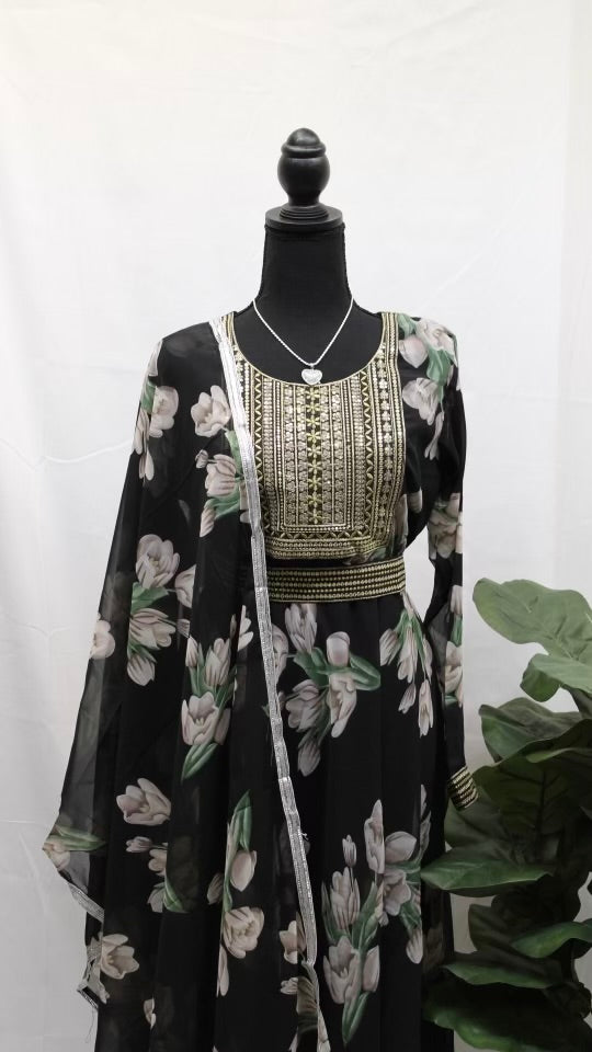 True Black Floral Kurti
