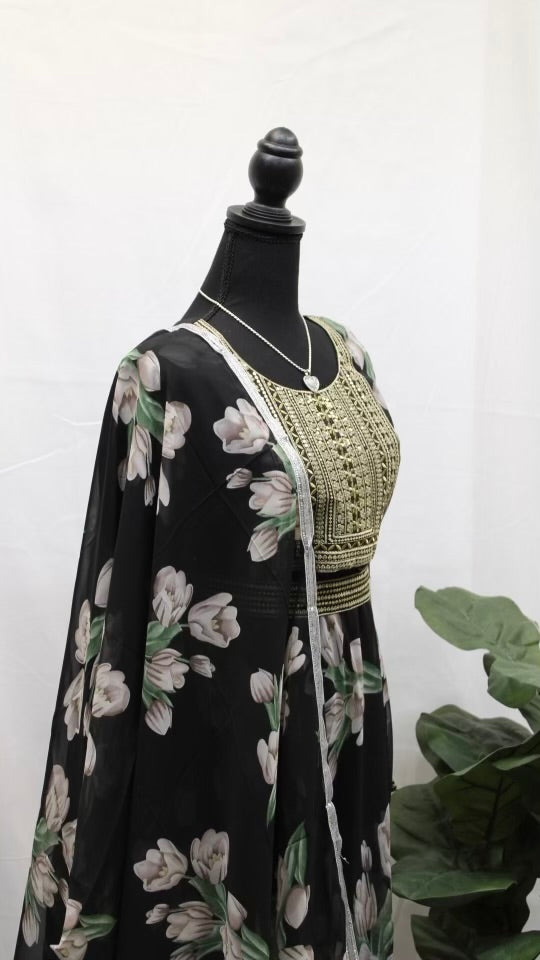 True Black Floral Kurti