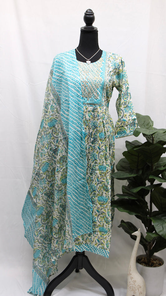 Blue Lotus Kurti