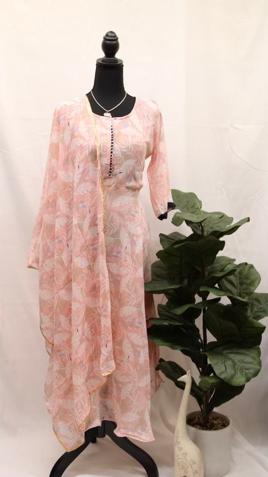 Blush Pink Ash Leaf Kurti