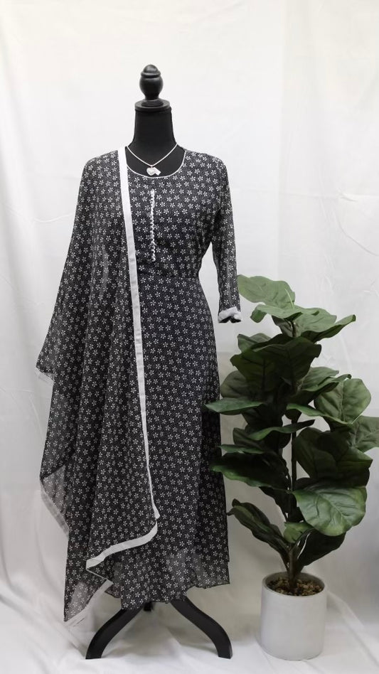 Charcoal Black Ditsy Kurti