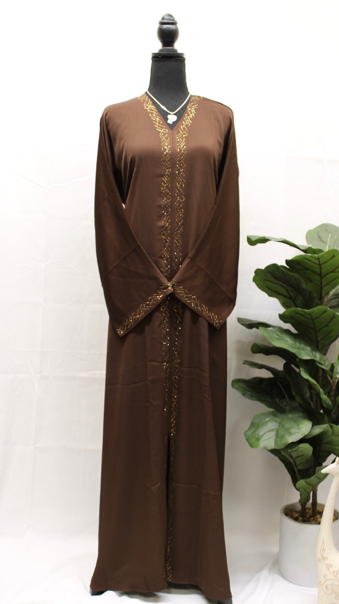 Coffee Brown Intricate Abaya