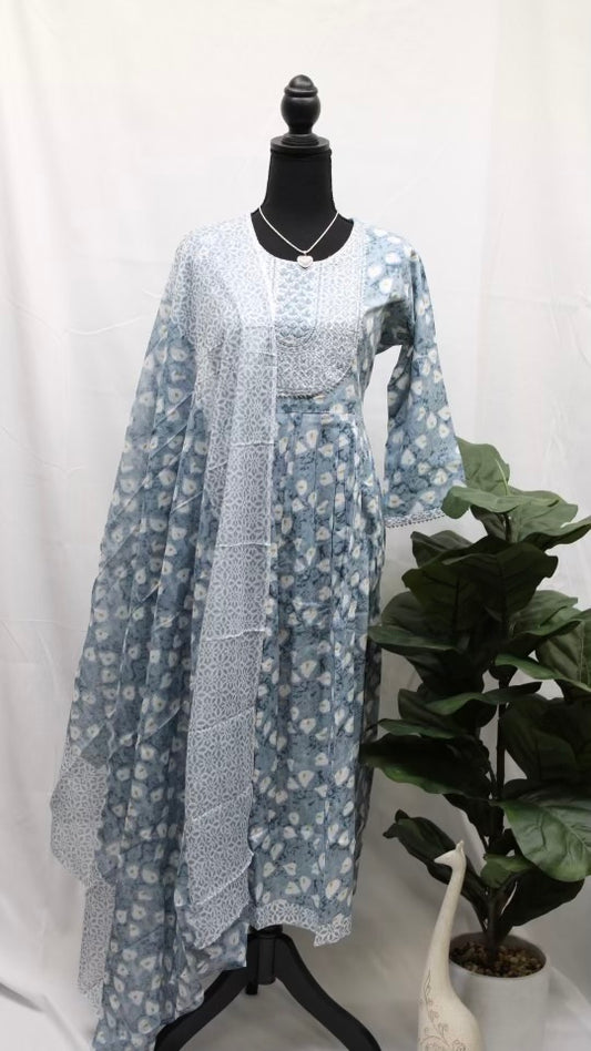 Columbia Blue Spotted Kurti