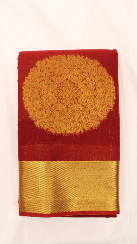 Crimson Red Mandala Saree