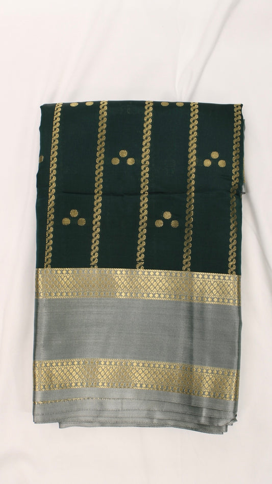 Dark Green Polka Dot Saree