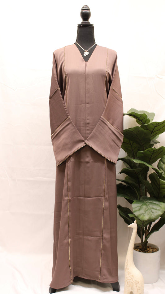 Dusty Rose Stone Striped Abaya