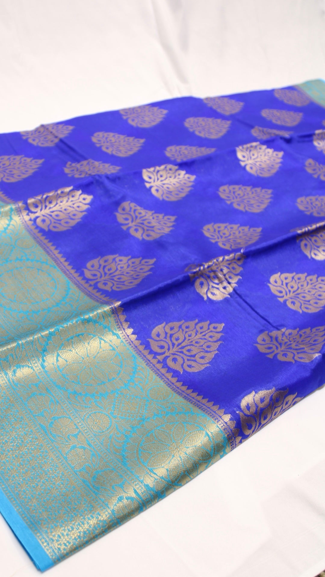 Egyptian Blue Leaf Saree