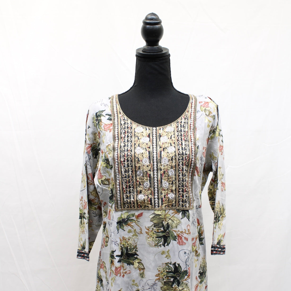 Gray Floral Kurti