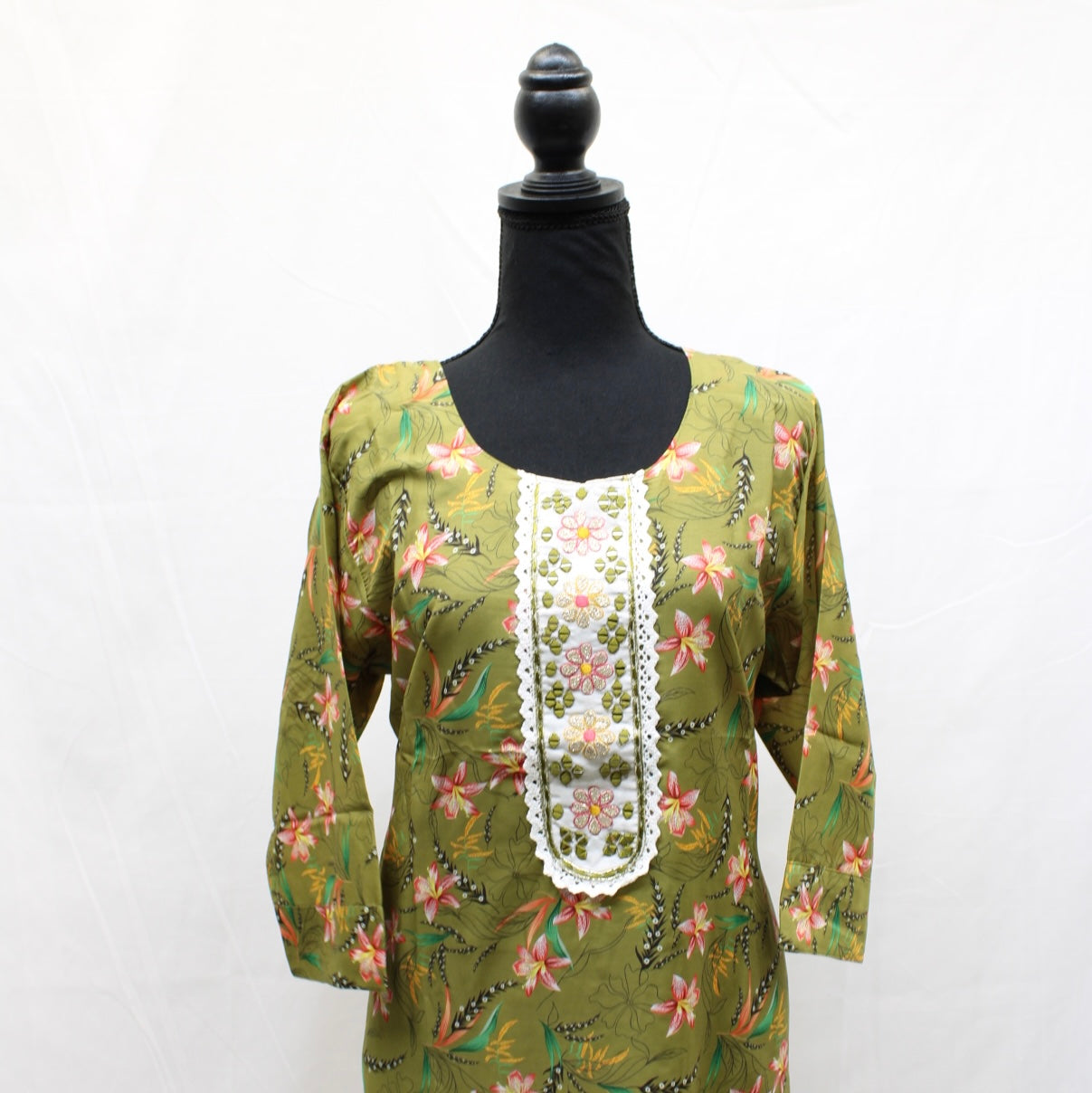 Green Tropical Styled Kurti