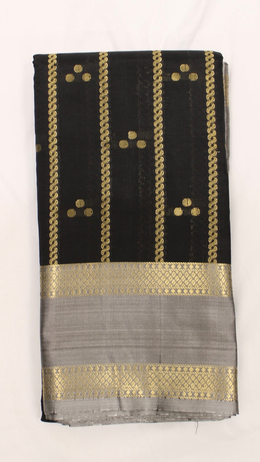 Obsidian Black Polka Dot Saree