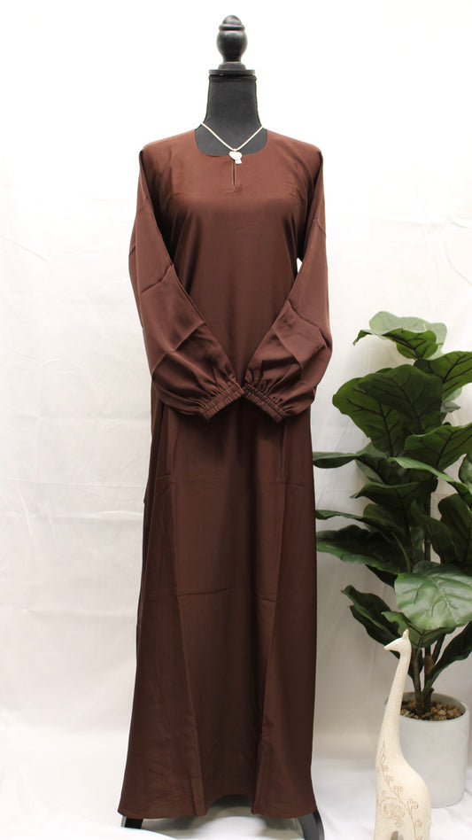 Plum Purple Plain Abaya With Pockets