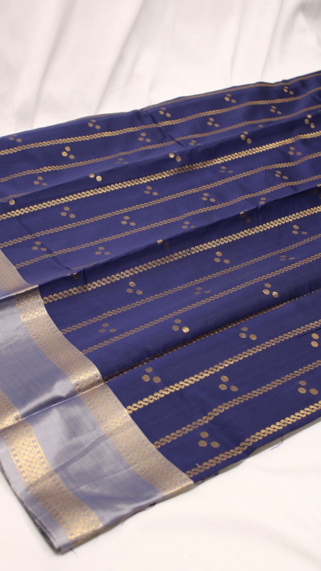 Prussian Blue Polka Dot Saree