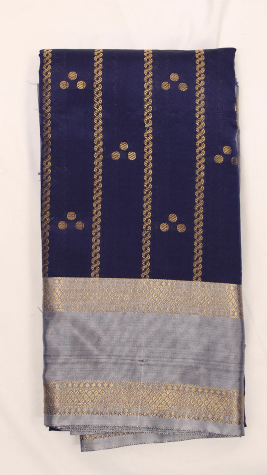 Prussian Blue Polka Dot Saree